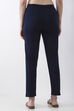 Blue Cotton Lycra Straight Pants image number 5