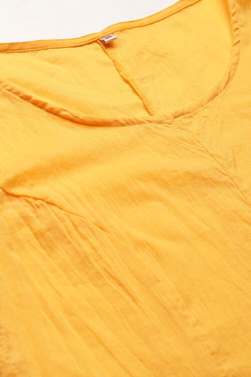 Yellow Art Silk Straight Kurta Churidar Suit Set image number 2