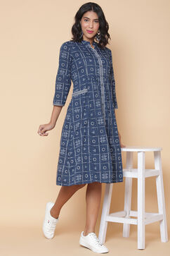 Blue Cotton Printed Kurta image number 0