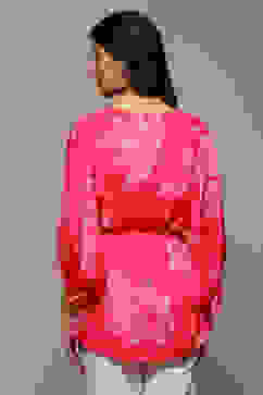 Pink LIVA Straight Embroidered Top image number 4