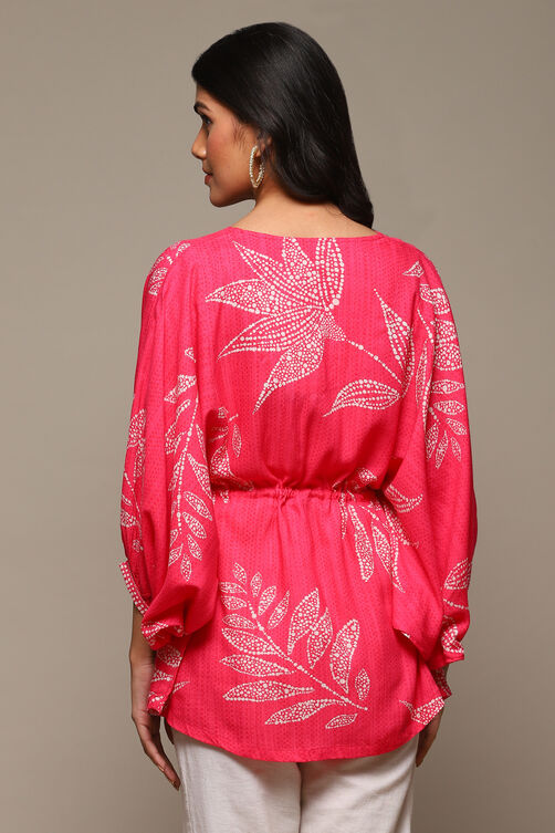 Pink LIVA Straight Embroidered Top image number 4