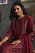 Red Printed Straight Suit Set
