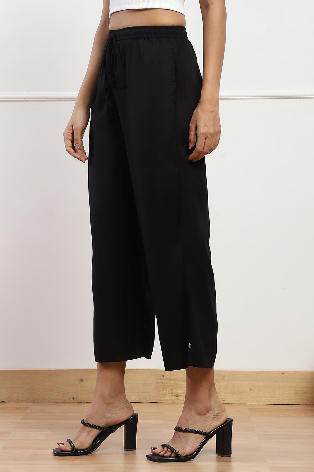 Black Rayon Palazzo image number 2