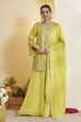 Lime Green Cotton Silk Embroidery Suit Set image number 7