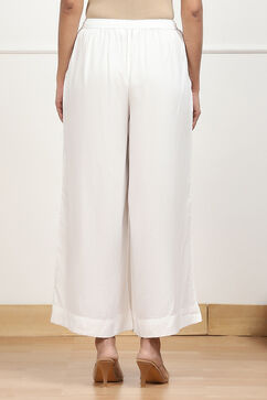 White Viscose Solid Straight Palazzo image number 5