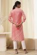 Coral Polyester Straight Kurta image number 3