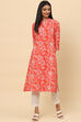 Red Sorbet Cotton A Line Kurta