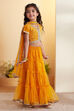 Yellow Cotton Sequined Tiered Lehenga Set image number 4