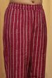 Maroon Polyster Blend Straight Kurta Pants Set image number 2