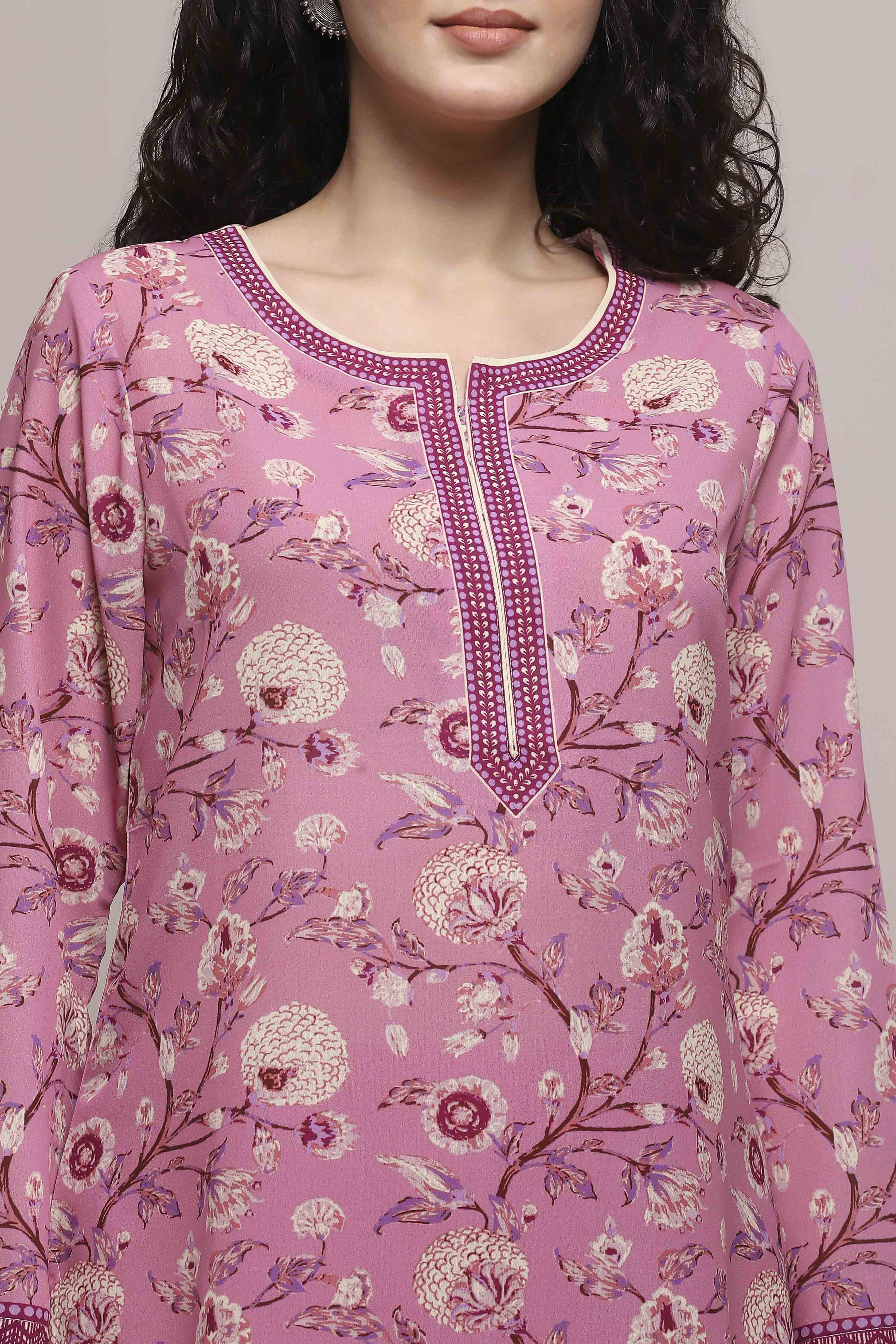 Green Art Silk Printed Straight Short Kurta image number 1