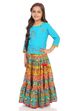 Turquoise Cotton Straight Printed Skirts and Tops image number 2