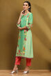 Grey Floral Block-Printed Regular Fit Straight Kurta image number 2