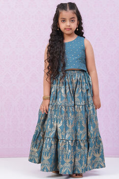 Blue Art Silk Lehenga Set image number 5