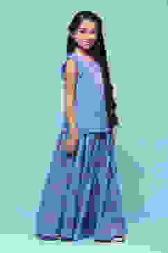 Purple Cotton Straight Printed Kurta Skirt Suit Set image number 5