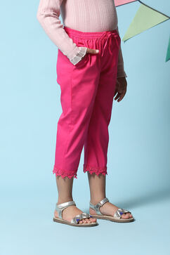 Pink Cotton Blend Capris image number 3