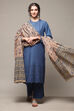 Blue Cotton Straight Kurta Palazzo Suit Set image number 0