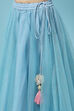 Pink & Blue Cotton Short Top Lehenga Set image number 2