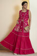 Red Embroidered Gathered Lehenga Set with Jacket image number 0