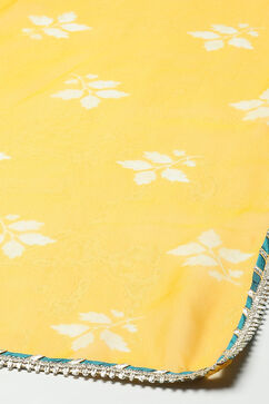 Yellow Polyester Straight Printed Suit Set image number 3