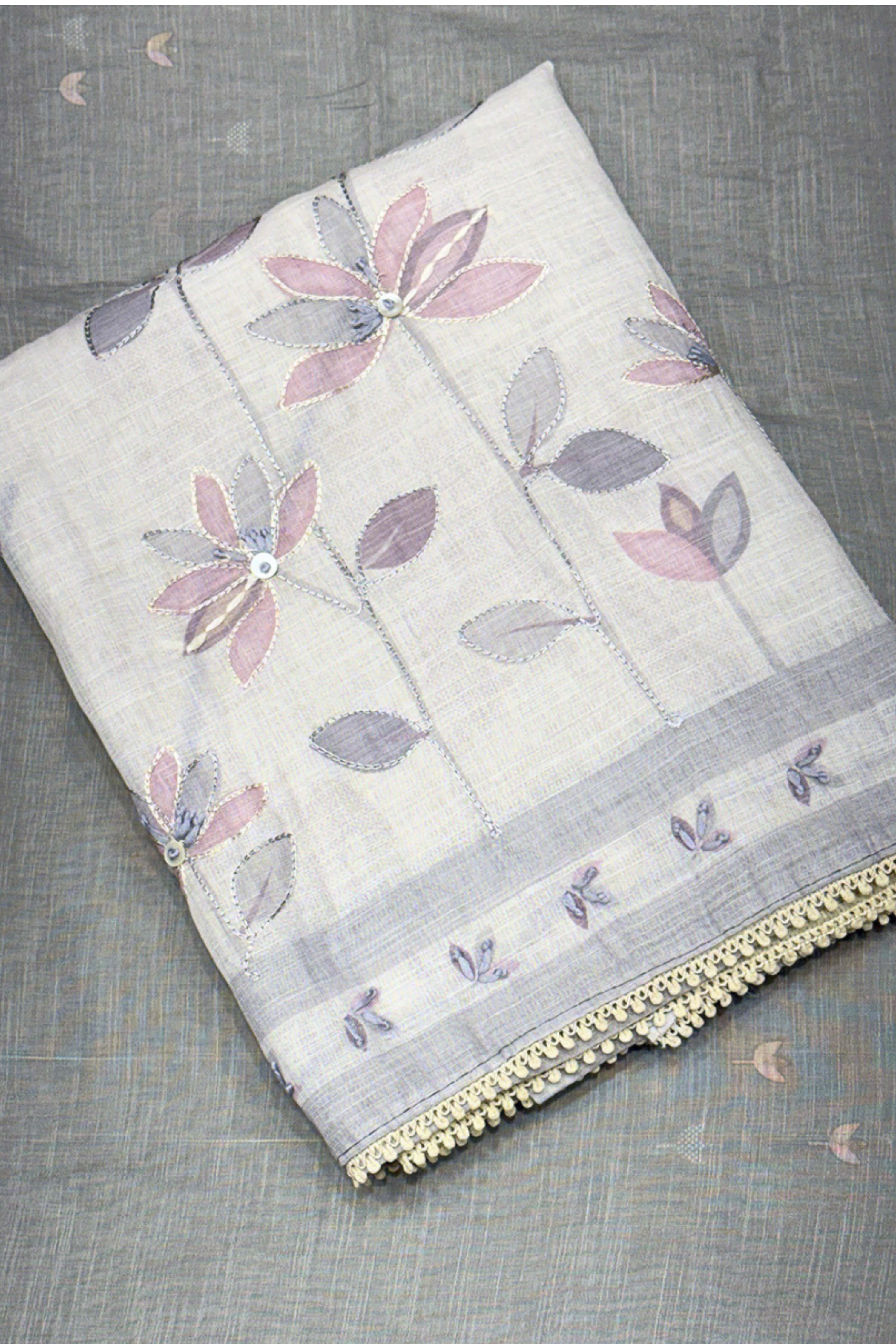 Peach Linen Printed Unstitched Suit Set image number 2