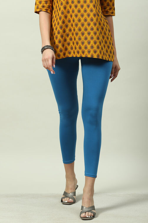 Buy Blue Solid Knitted Leggings for INR349.50