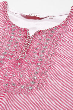 Pink Art Silk Straight Kurta Palazzo Suit Set image number 1