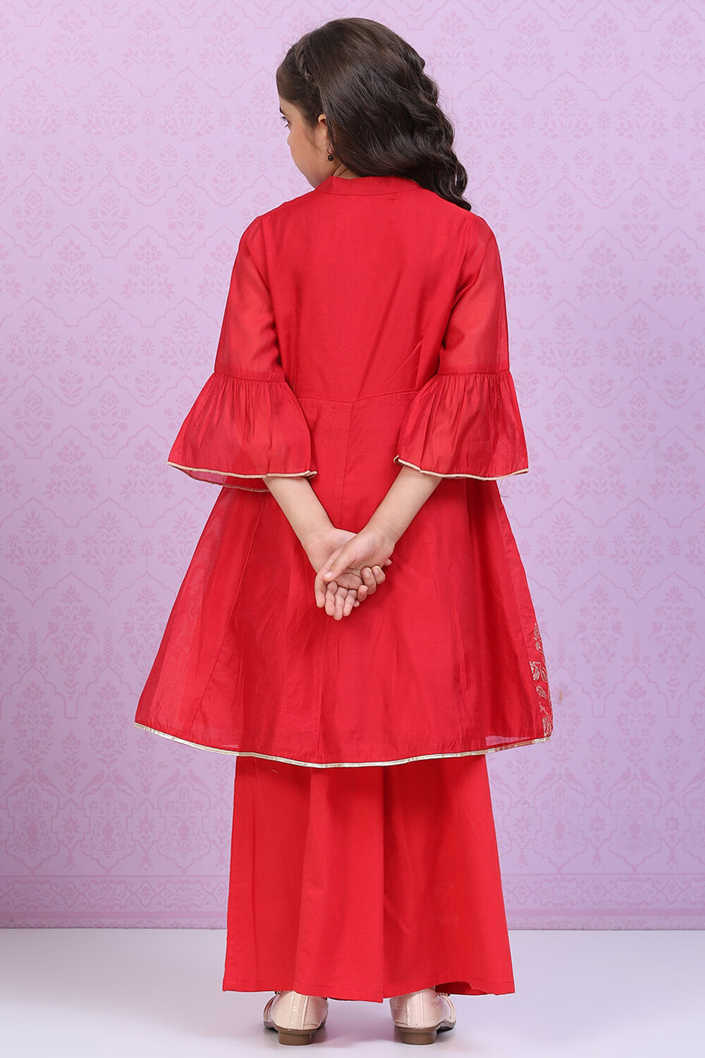 Sky Blue Art Silk Kalidar Printed Kurta Set image number 4