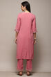 Pink Poly Viscose Straight Suit Set image number 4