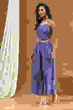 Indigo Modal Festive Anarkali Fusion Suit Set image number 4