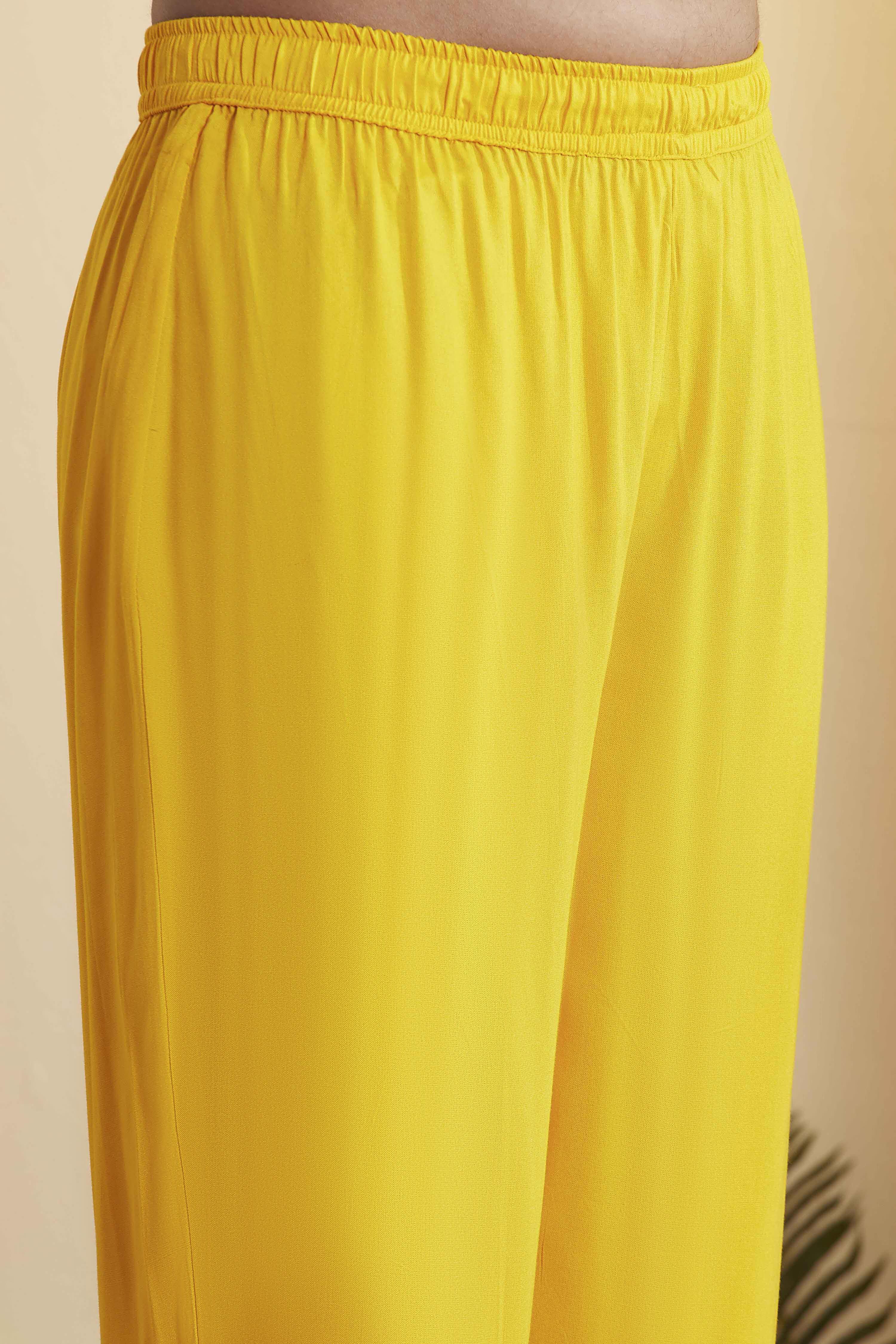 Yellow Viscose Rayon Straight Fusion Set image number 2