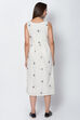 Off White Cotton Flared Yarndyed Dress image number 5