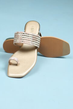 Gold Embellished Toe Ring Sandals image number 3