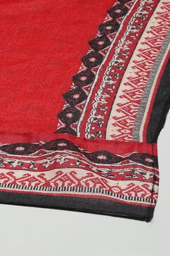 Red Cambric Kalidar Printed Kurta Palazzo Suit Set image number 3