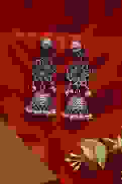 Green Brass Jhumka image number 2