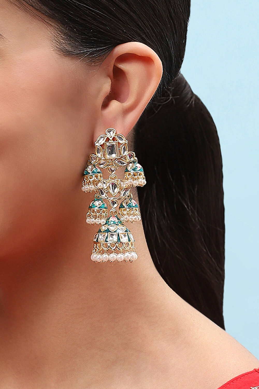 Blue Brass Earrings image number 3