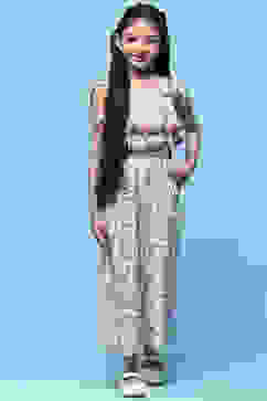 Lavender Printed Cotton Strappy Jumpsuit image number 5