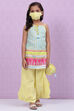 Light Blue Cotton Straight Printed Kurta Set image number 6