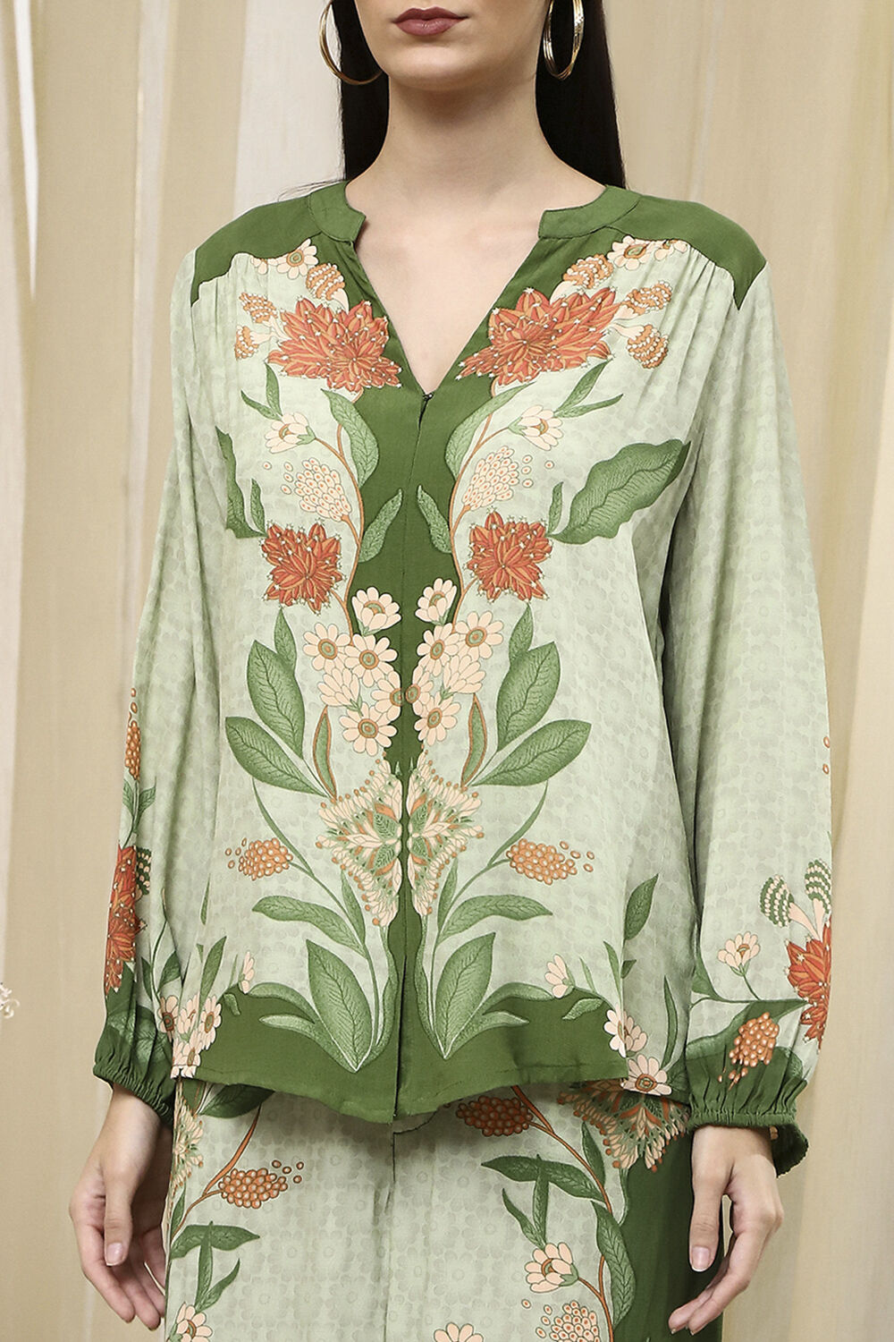 Green Floral Printed Co-ord Set image number 1