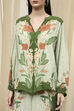 Green Viscose Blend Straight Printed Fusion Set image number 1