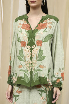 Green Floral Printed Co-ord Set image number 1