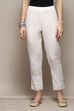 White Cotton Slim Solid Pants image number 5