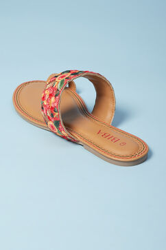 Red PU Ring Toe Sandals image number 4