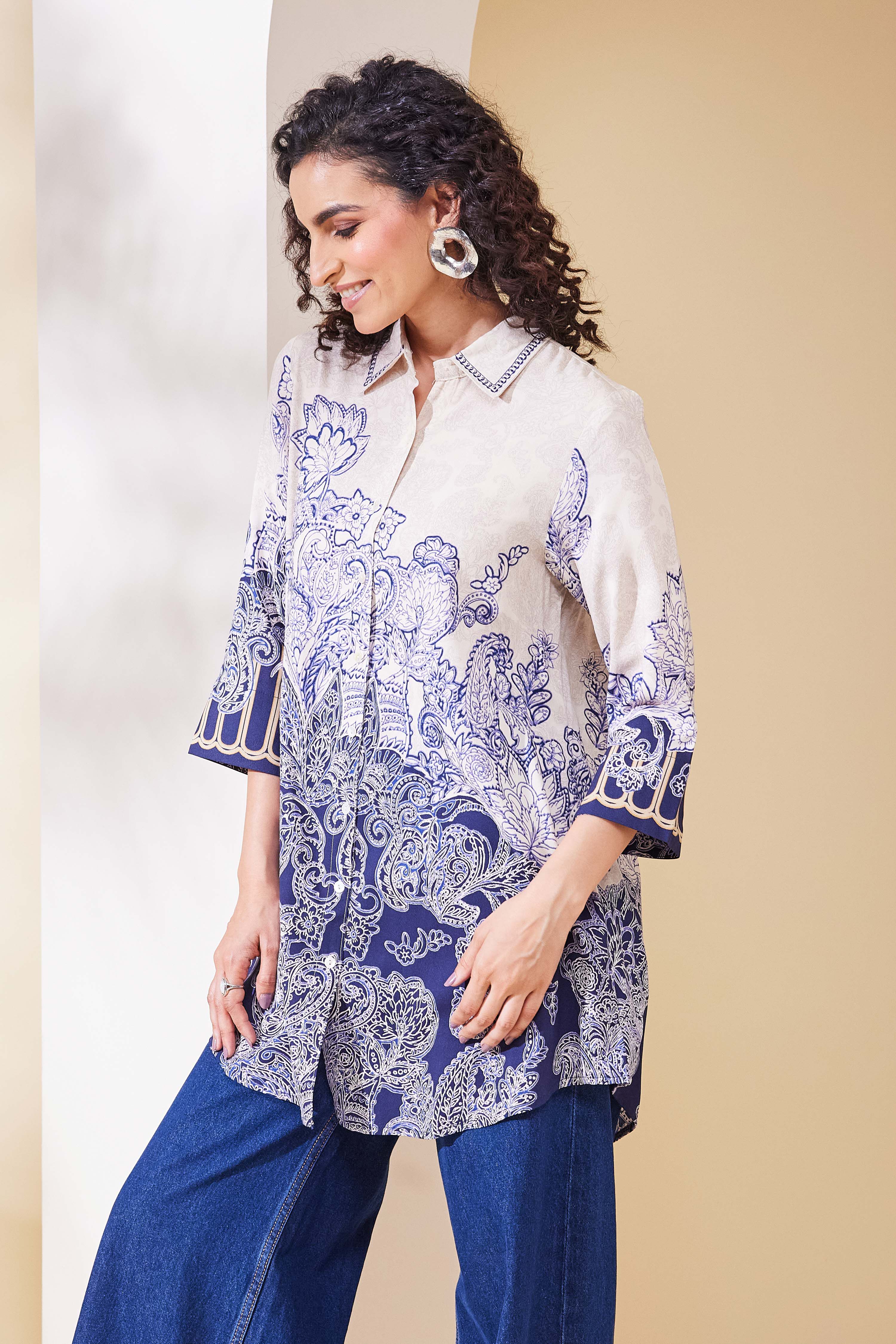 Blue Viscose Rayon Straight Kurta image number 2