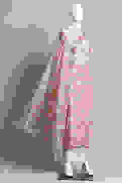 Peach-Colored Cotton Blend Unstitched Suit Set image number 0