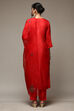 Red Silk Blend Hand Embroidered Unstitched Suit Set image number 6