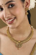 Gold Plated Brass Minimal Stone Studded Necklace Set image number 5