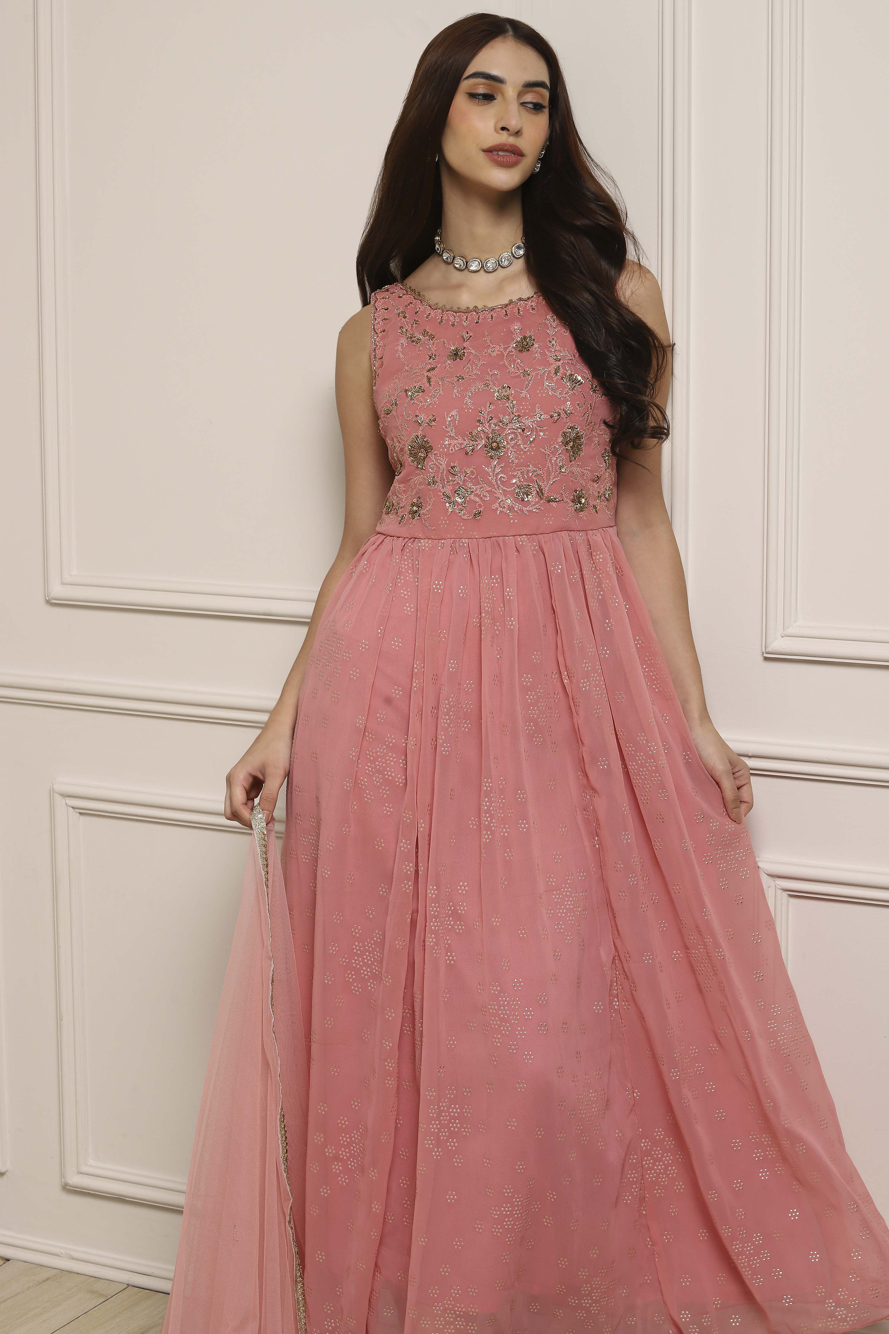 Black Polyester Flared Solid Dress image number 5