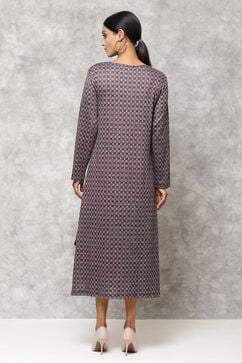 Grey Straight Terry Rayon Solid Dress image number 4