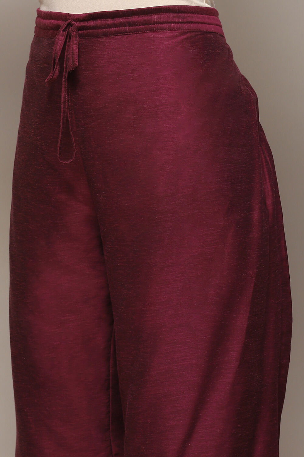 Wine Cotton Straight Yarndyed Kurta Palazzo Suit Set image number 2