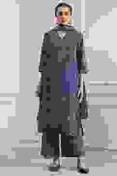 Blue Cotton Printed Straight Suit Set image number 6